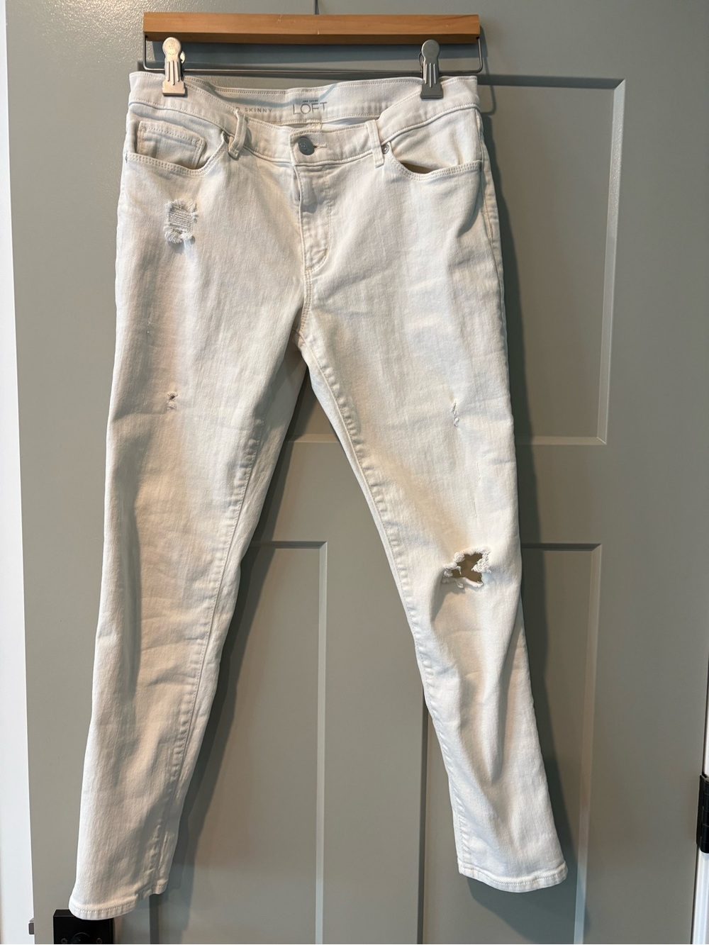 LOFT Cream Button-Front Jeans
